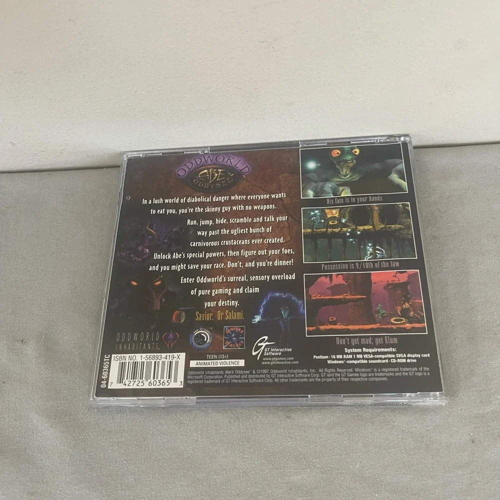 ⭐️ Oddworld Abe's Oddysee GT Interactive Software 1997 Game Digital Dialect Rare